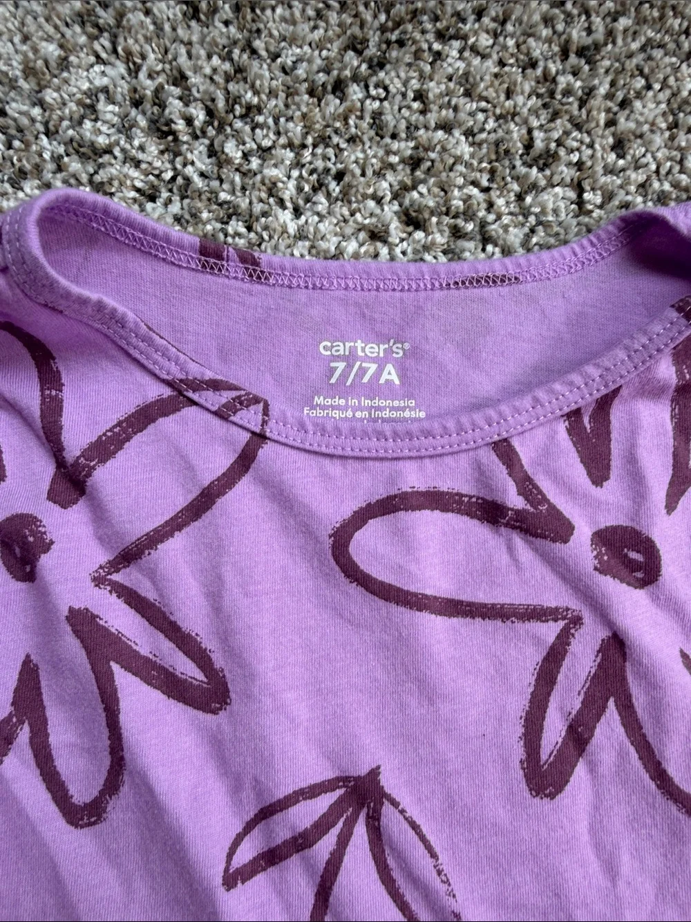 Carters Girls' size 7 Lavender Floral Long-Sleeve Knit Dress